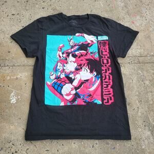 My Hero Academia Kanji Shirt Mens S Black Anime Logo Short Sleeve Y2K Retro